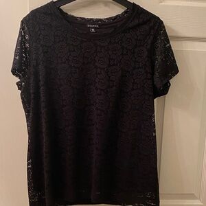 George Women's Black Lace Short Sleeve Top